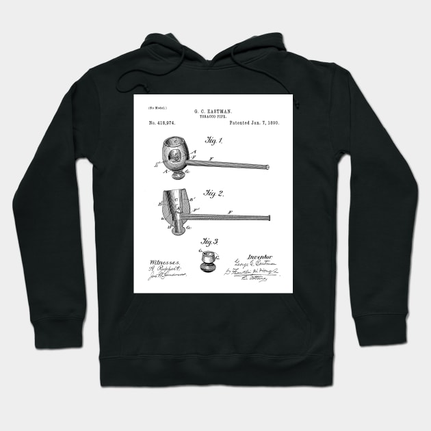 Smoking Pipe Patent - Pipe Smoker Tobacco Art - White Hoodie by patentpress